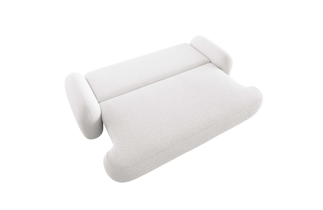 Canapé convertible 3 places MILLY avec coffre en tissu bouclette