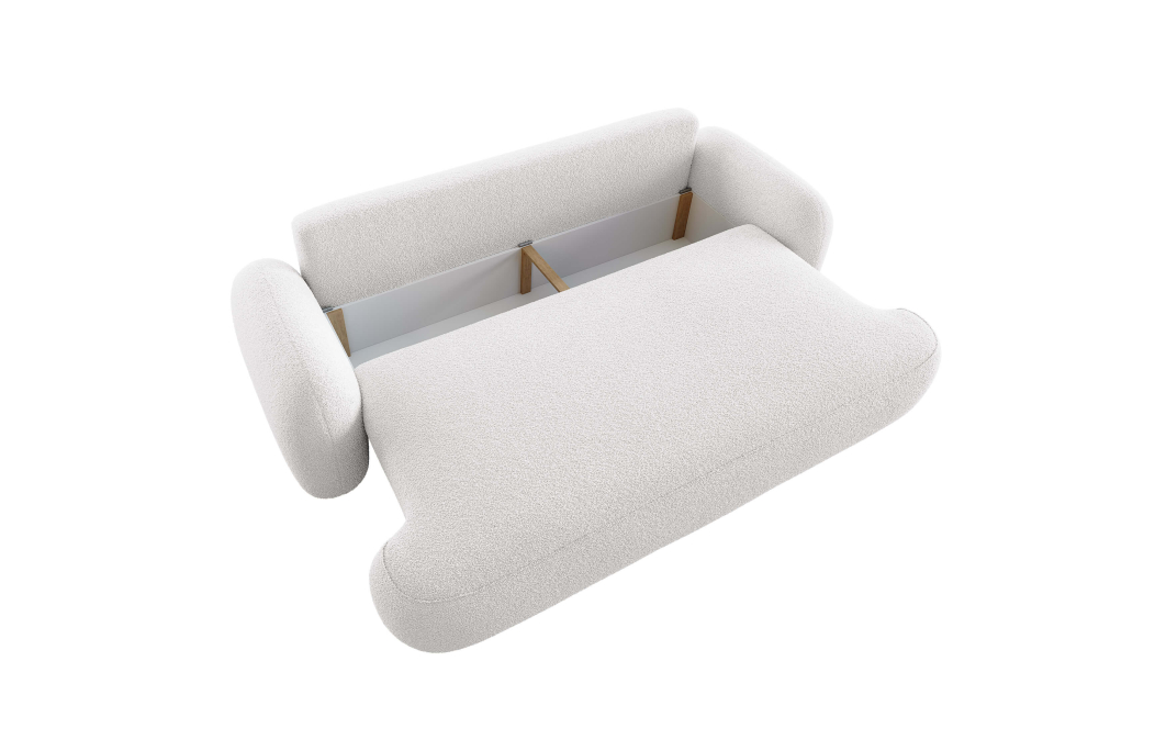 Canapé convertible 3 places MILLY avec coffre en tissu bouclette