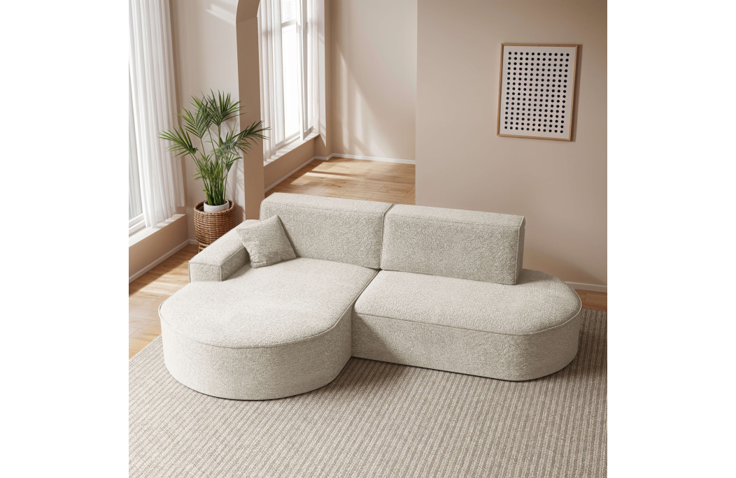 Canapé d'angle convertible 4 places MARLO en tissu chenille