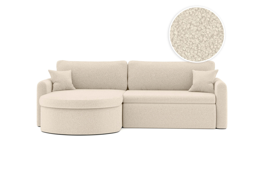 Canapé d'angle reversible convertible 4 places VERA en tissu bouclette