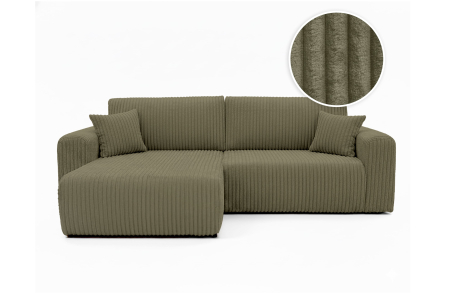 Canapé d'angle compact réversible et convertible ALYA 4 places en velours cotelé épais