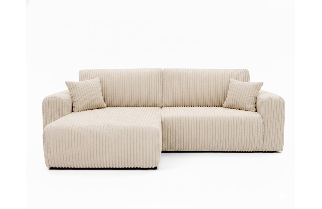 Canapé d'angle compact réversible et convertible ALYA 4 places en velours cotelé épais