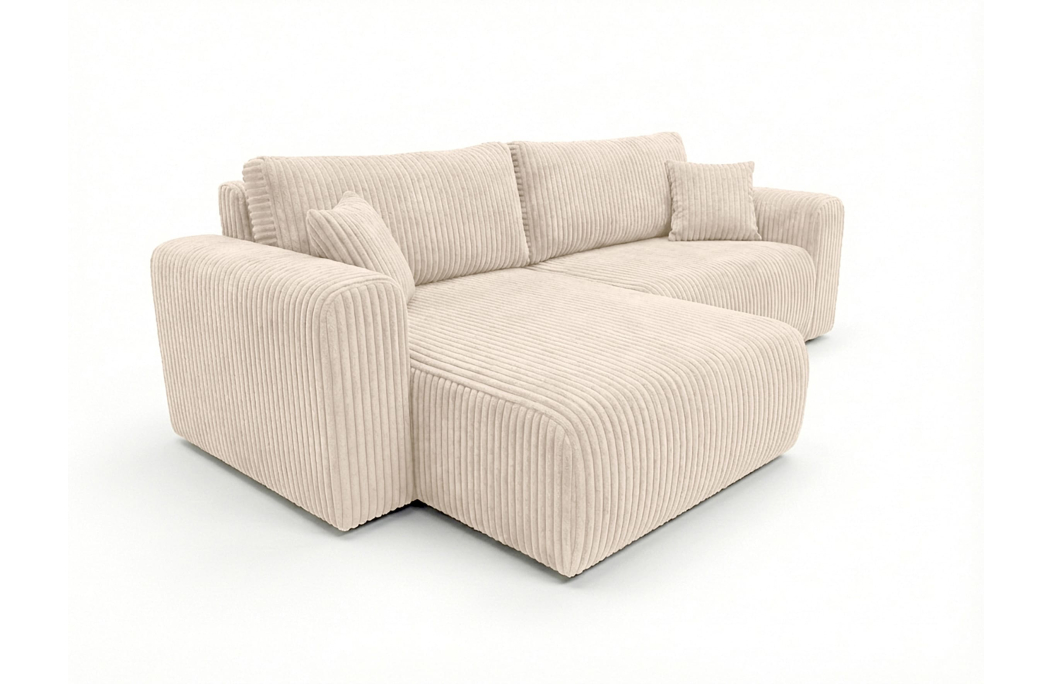 Canapé d'angle compact réversible et convertible ALYA 4 places en velours cotelé épais