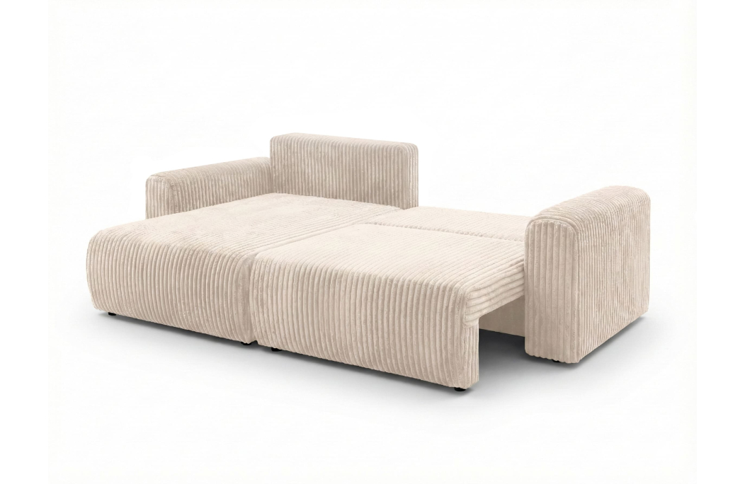 Canapé d'angle compact réversible et convertible ALYA 4 places en velours cotelé épais