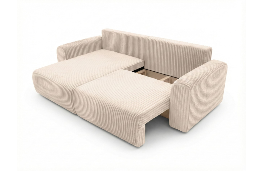 Canapé d'angle compact réversible et convertible ALYA 4 places en velours cotelé épais