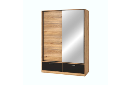 Armoire ORION 2 portes et 2 tiroirs avec miroir 150cm