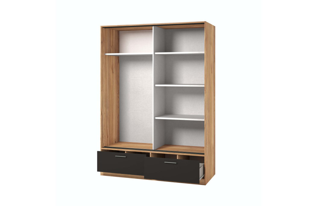 Armoire ORION 2 portes et 2 tiroirs avec miroir 150cm