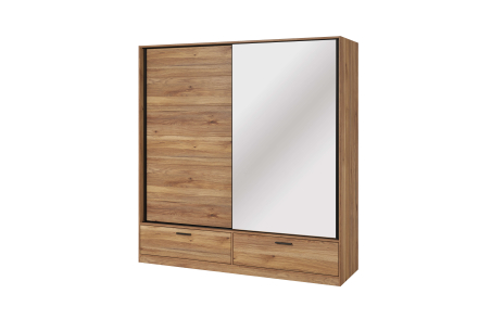 Armoire ORION 2 portes et 2 tiroirs avec miroir 180cm