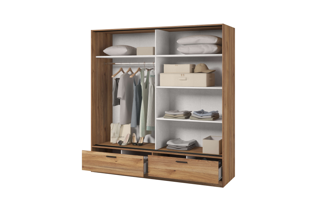 Armoire ORION 2 portes et 2 tiroirs avec miroir 180cm