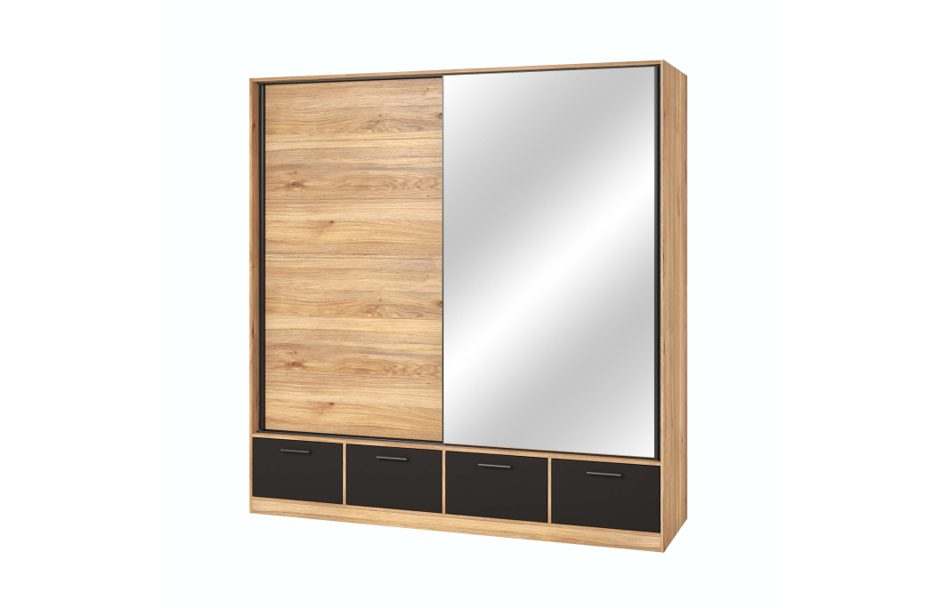 Armoire ORION 2 portes et 4 tiroirs avec miroir