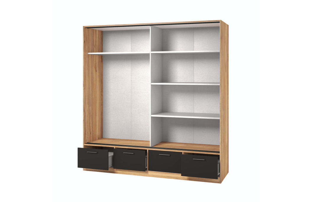 Armoire ORION 2 portes et 4 tiroirs avec miroir