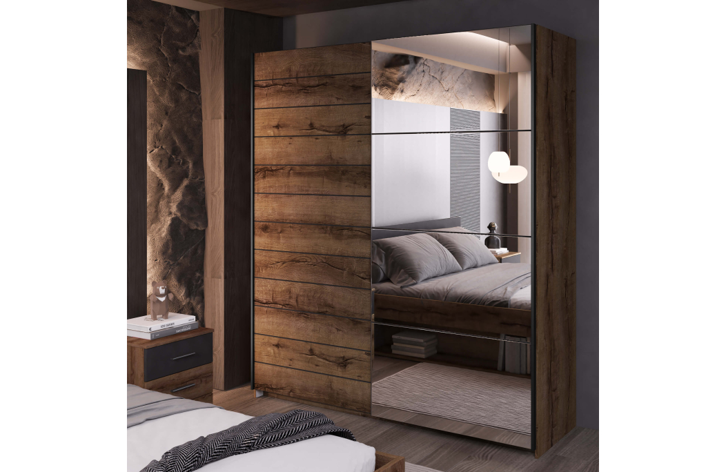 Armoire ORION 2 portes avec miroir 180 cm