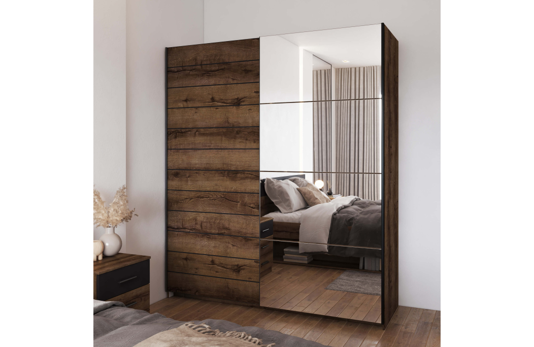 Armoire ORION 2 portes avec miroir 180 cm
