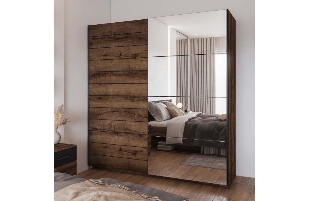 Armoire ORION 2 portes avec miroir 200 cm