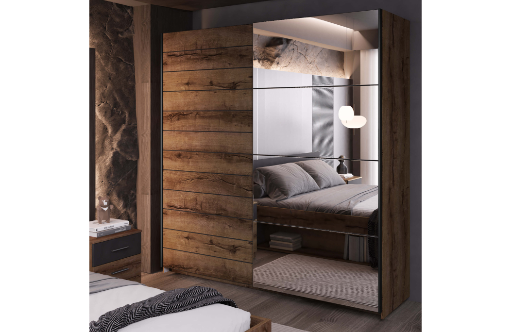 Armoire ORION 2 portes avec miroir 200 cm