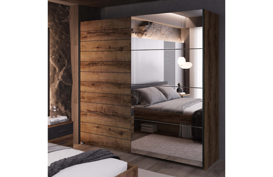 Armoire ORION 2 portes avec miroir 220 cm