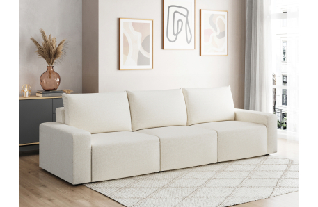 Canapé droit fixe 3 places ROMANE en tissu Easy Clean antitache