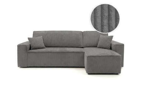 Canapé d'angle convertible et réversible 4 places FARAH en velours cotelé épais