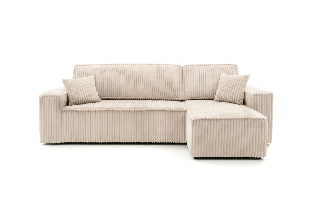 Canapé d'angle convertible et réversible 4 places FARAH en velours cotelé épais