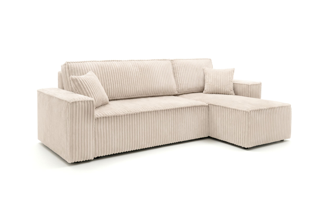 Canapé d'angle convertible et réversible 4 places FARAH en velours cotelé épais