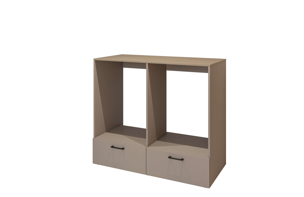 Meuble de buanderie ELISEO 2 niches et 2 tiroirs en panneaux de particules mélaminés