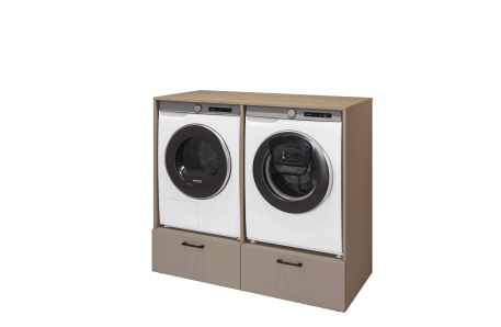 Meuble de buanderie ELISEO 2 niches et 2 tiroirs en panneaux de particules mélaminés