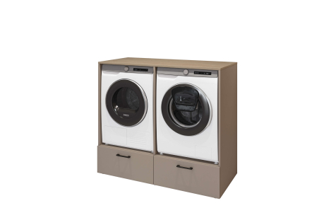 Meuble de buanderie ELISEO 2 niches et 2 tiroirs en panneaux de particules mélaminés