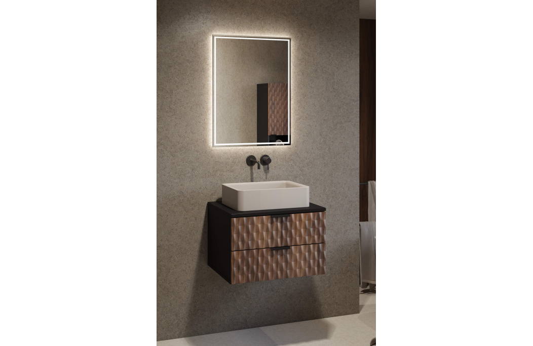 Meuble sous vasque mural 60 cm NUAGE 2 tiroirs en panneaux de particules mélaminés