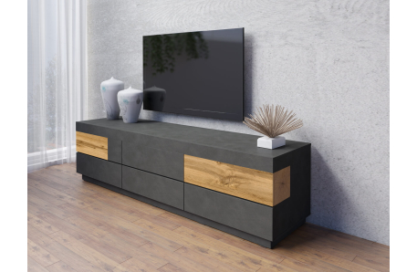 Buffet LUMINA meuble TV 6 tiroirs en panneaux mélaminés