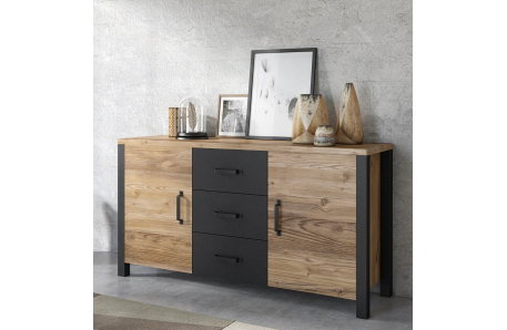 Buffet SOLAN avec 2 portes et 3 tiroirs