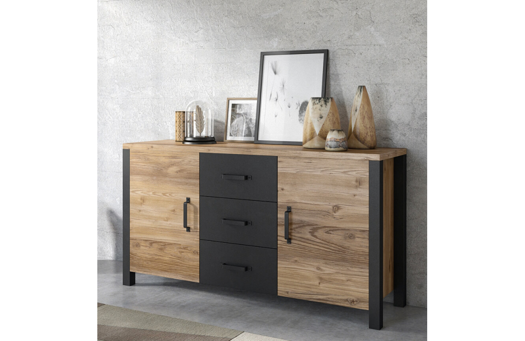 Buffet SOLAN avec 2 portes et 3 tiroirs