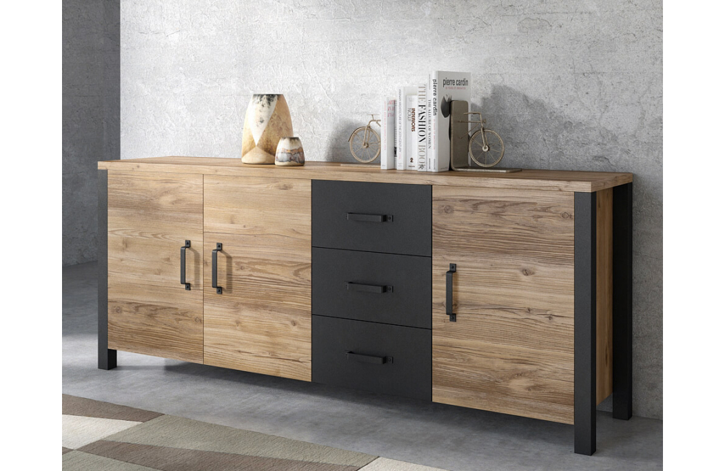 Buffet SOLAN avec 3 portes et 3 tiroirs