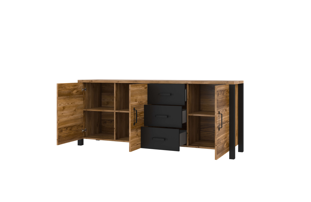 Buffet SOLAN avec 3 portes et 3 tiroirs