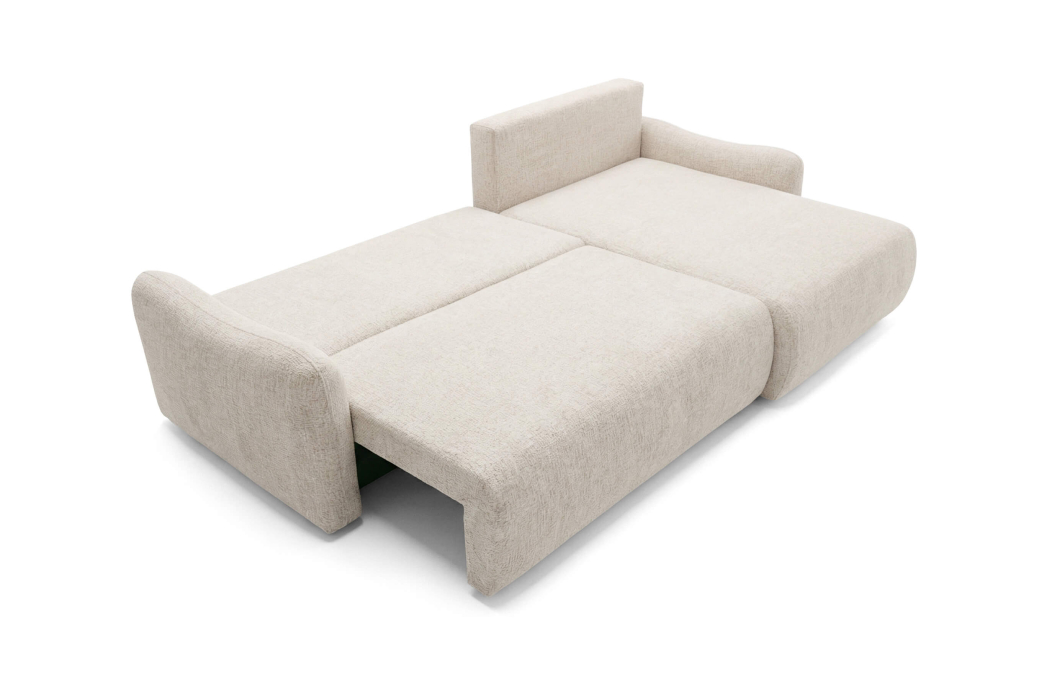 Canapé d’angle APOLINE réversible convertible 4 places avec coffre en tissu bouclette
