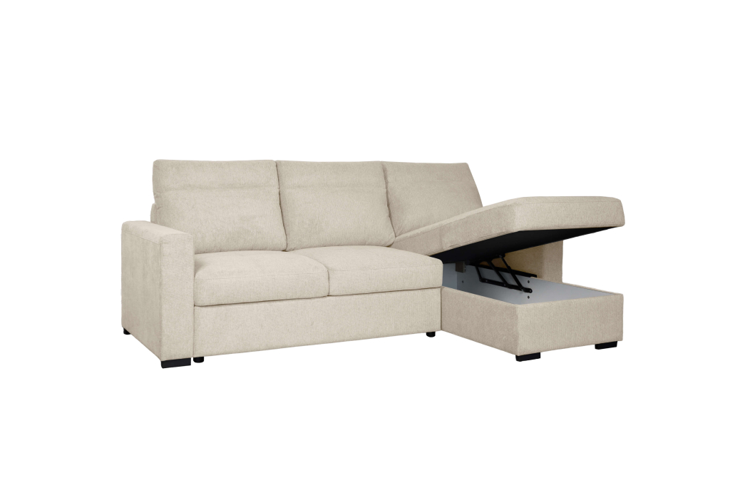 Canapé d’angle réversible SOLARO convertible avec coffre en tissu