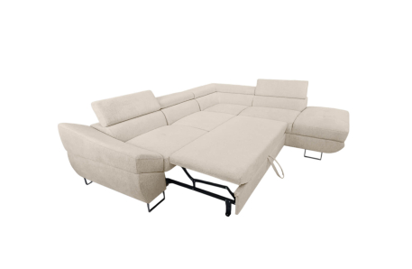Canapé d'angle CASSIOPE convertible avec coffre en tissu