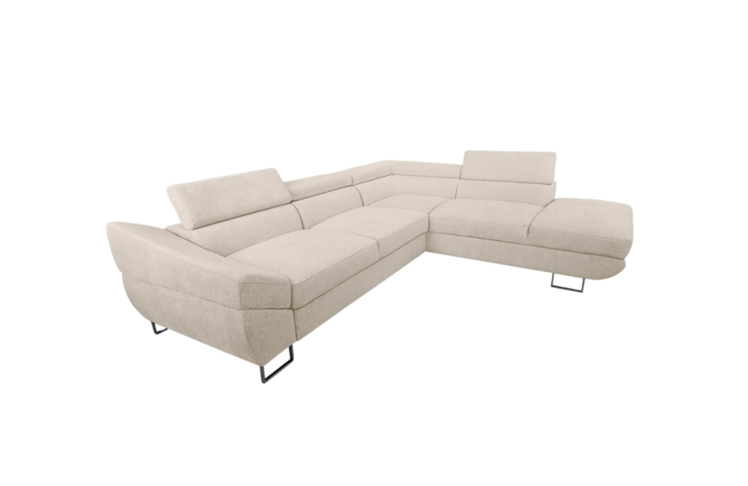 Canapé d'angle CASSIOPE convertible avec coffre en tissu