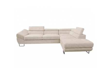 Canapé d'angle CASSIOPE convertible avec coffre en tissu