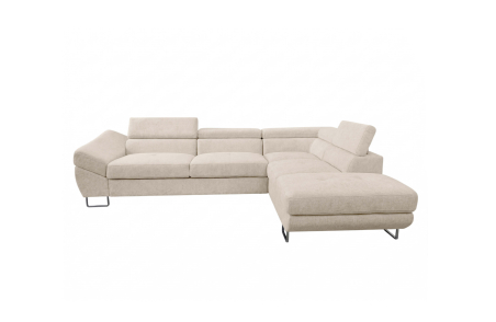 Canapé d'angle CASSIOPE convertible avec coffre en tissu