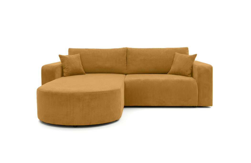 Canapé d'angle compact réversible et convertible 4 places KIARA en velours côtelé