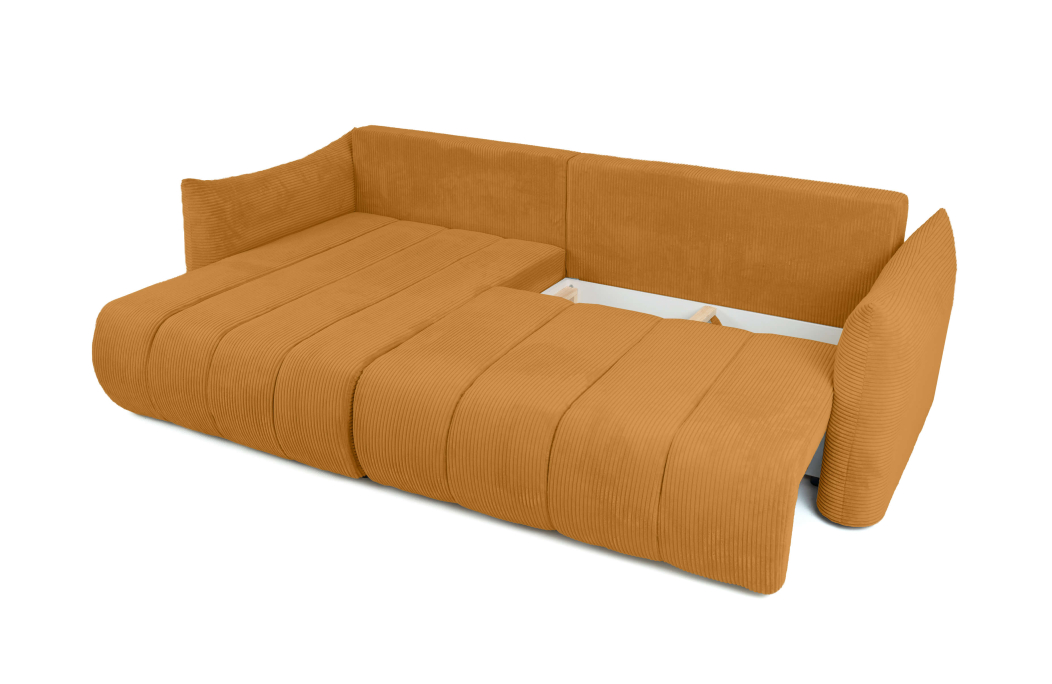 Canapé LYSIA d'angle réversible et convertible 4 places en velours côtelé