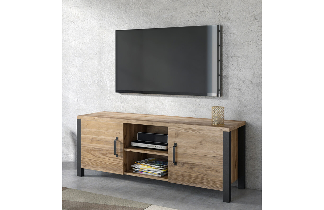 Meuble TV SOLAN avec 2 portes
