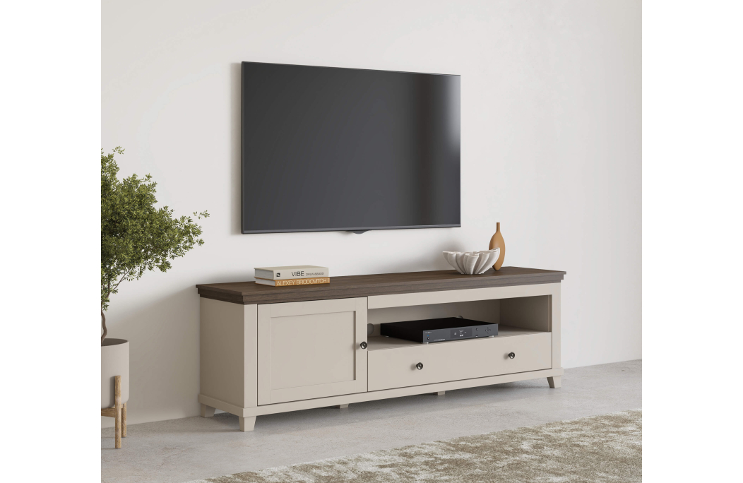 Meuble TV VOLTERRA avec 1 porte et 1 tiroir