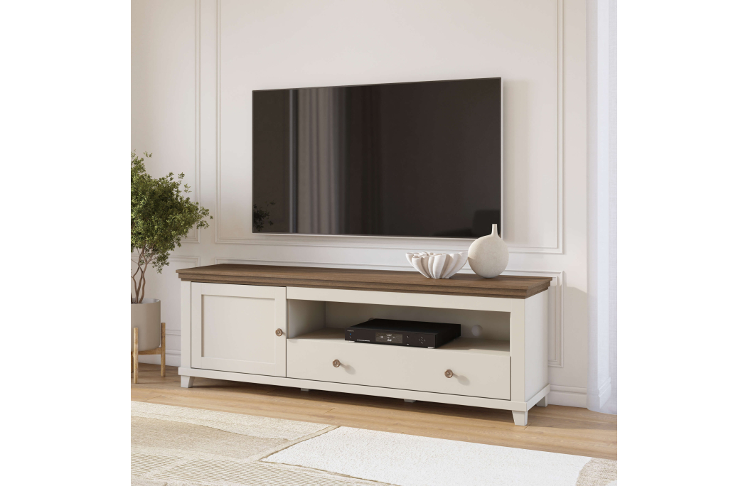 Meuble TV VOLTERRA avec 1 porte et 1 tiroir