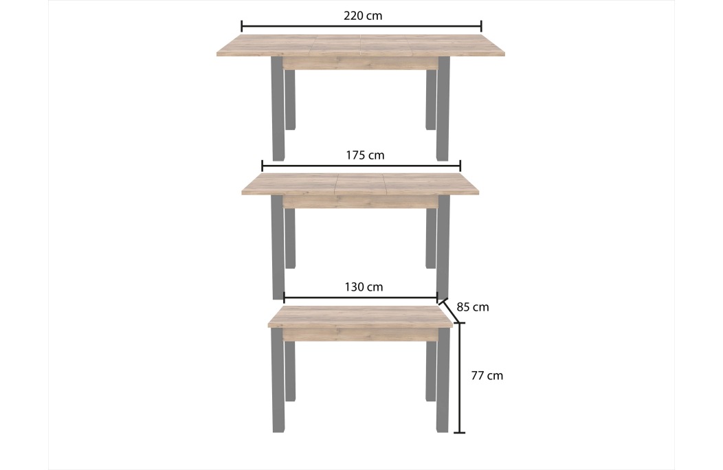 Table à manger extensible SOLAN 130/175cm