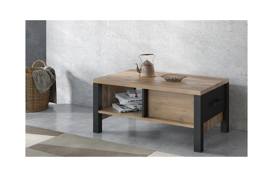 Table basse SOLAN 90x56cm avec 1 tiroir