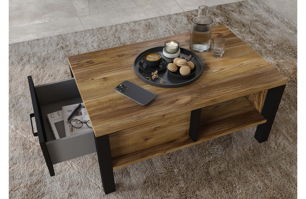 Table basse SOLAN 90x56cm avec 1 tiroir