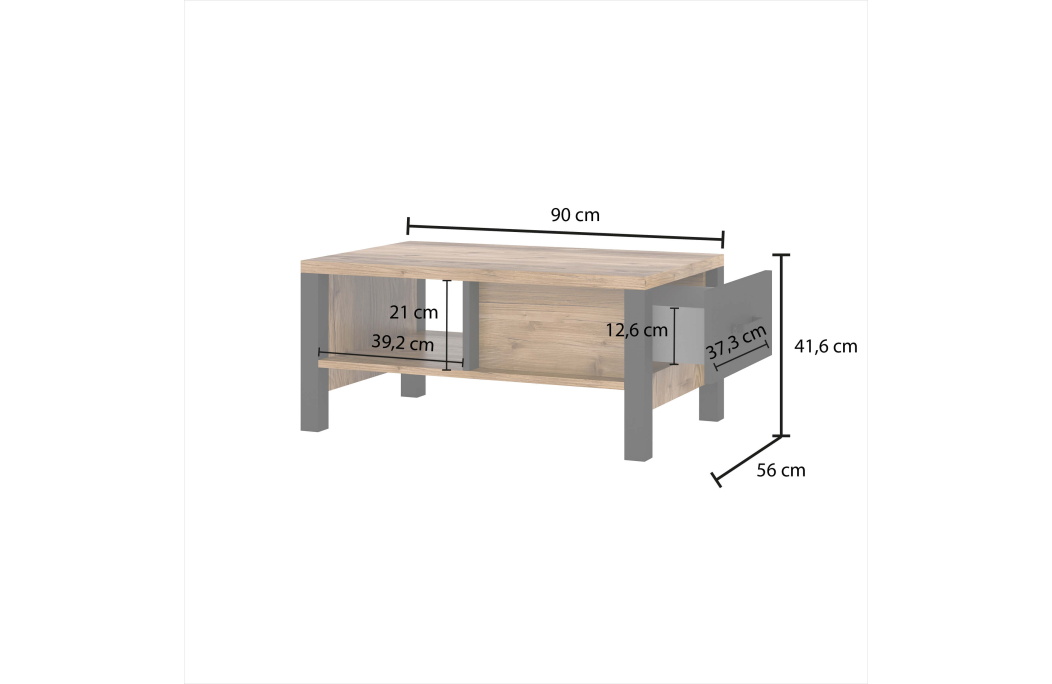 Table basse SOLAN 90x56cm avec 1 tiroir
