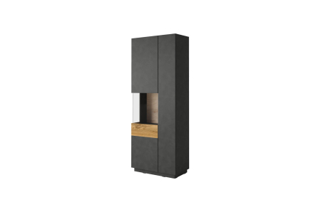 Vitrine LUMINA 2 portes dont 1 vitrée à gauche en panneaux mélaminés