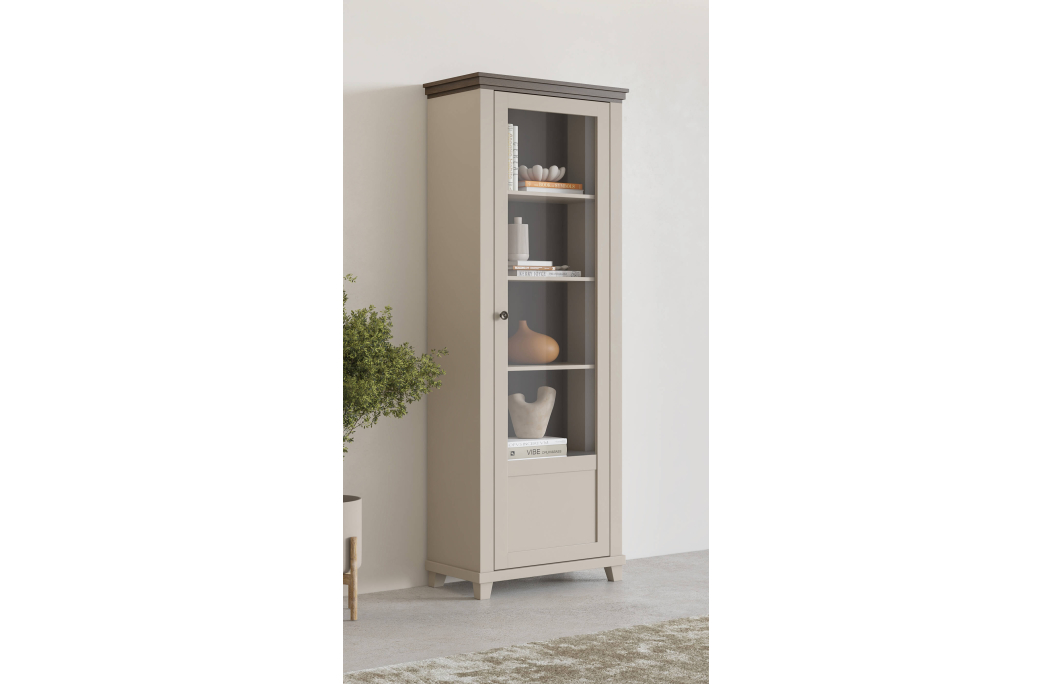 Vitrine VOLTERRA avec 1 porte vitrée ouverture à droite